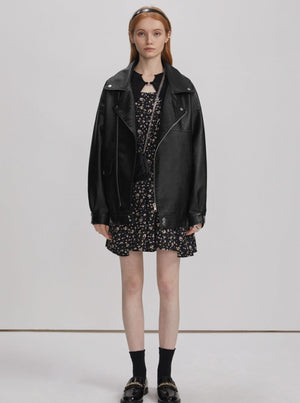 Korean version short leather jacket