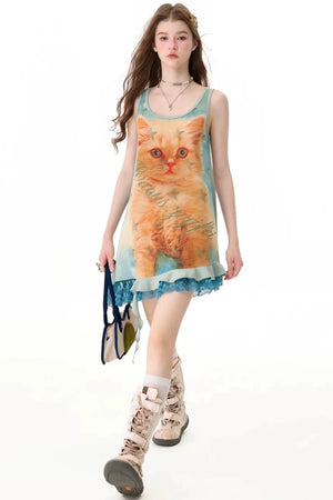 Lace Asymmetrical Hem Dress