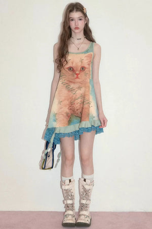 Lace Asymmetrical Hem Dress