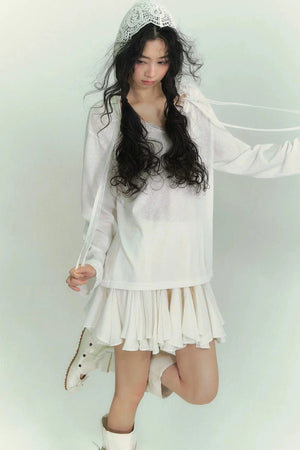 Lace Asymmetrical Leaf Hem Skirt