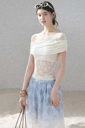Lace Asymmetrical Shoulder Top