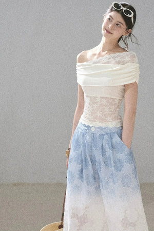 Lace Asymmetrical Shoulder Top