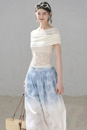 Lace Asymmetrical Shoulder Top