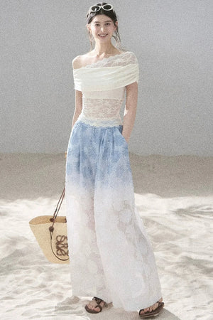 Lace Asymmetrical Shoulder Top