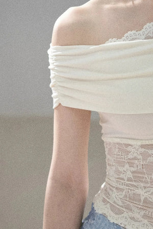 Lace Asymmetrical Shoulder Top