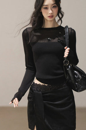 Lace Autumn Slit Skirt