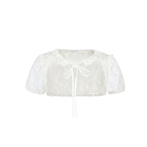 Lace Blouse French Retro Bud Sleeve Set