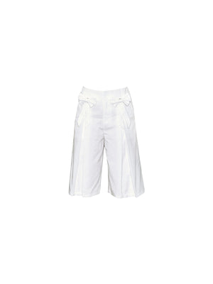Lace Bow-Cuffed Cropped Trousers