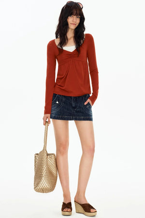 Lace Butterfly Collar Knit Top
