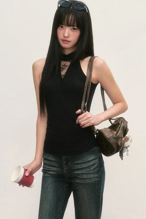 Lace Cross-Design Vest
