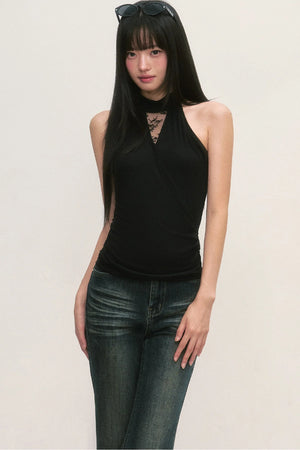 Lace Cross-Design Vest