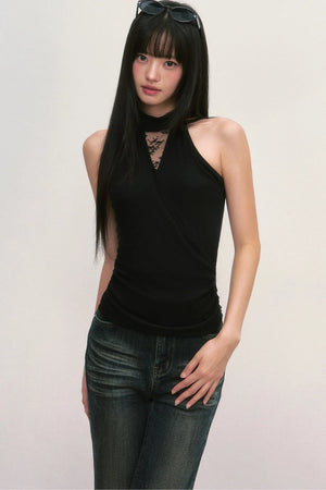 Lace Cross-Design Vest