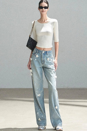 Lace Cutout Backless Short-Sleeved Top