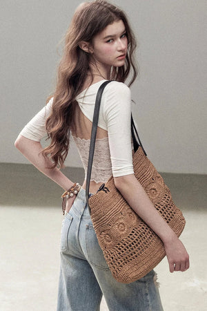 Lace Cutout Backless Short-Sleeved Top