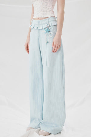 Lace Detail High Waist Wide Pants