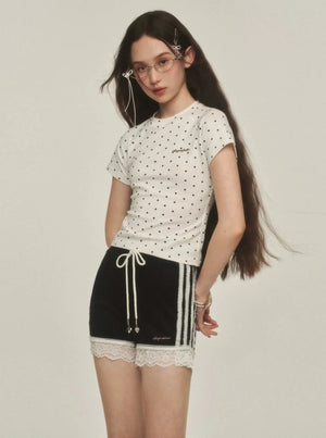 Lace Detail Sports Shorts Pants