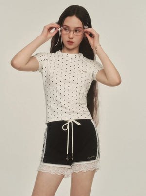 Lace Detail Sports Shorts Pants