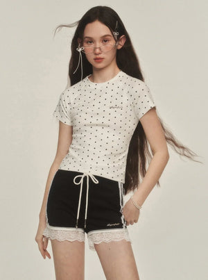 Lace Detail Sports Shorts Pants