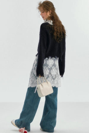 Lace Doll-Neck Top