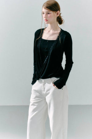Lace Draped Lyocell Top