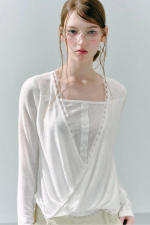 Lace Draped Lyocell Top