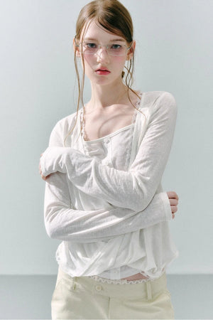 Lace Draped Lyocell Top