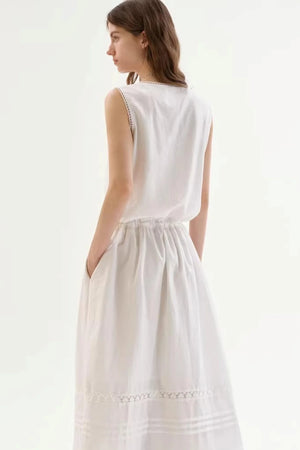 Lace Drawstring Long Dress