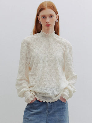lace dropped-shoulder tops