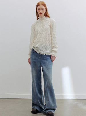 lace dropped-shoulder tops