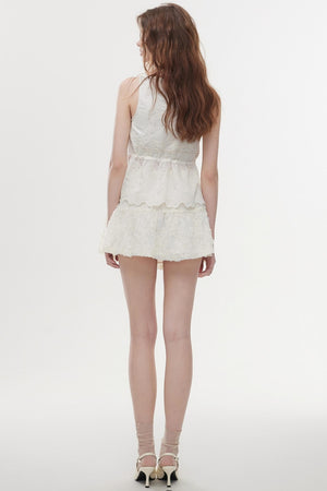 Lace Embroidered Soft Rice Tank Top Set-Up