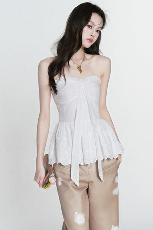 Lace-Embroidered Sweet Blouse