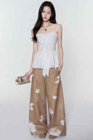 Lace-Embroidered Sweet Blouse