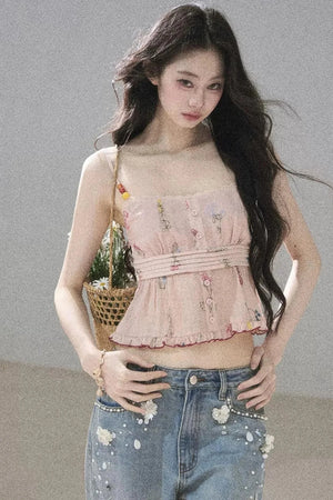 Lace Floral Ramie Top