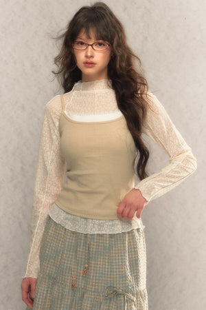 Lace Half-Turtleneck Top