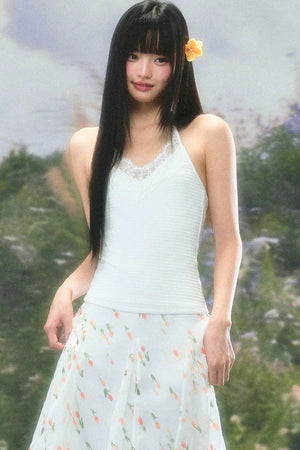 Lace Halter Camisole Set-Up
