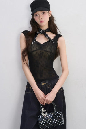 Lace Heart-Shaped Collar Camisole