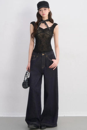 Lace Heart-Shaped Collar Camisole
