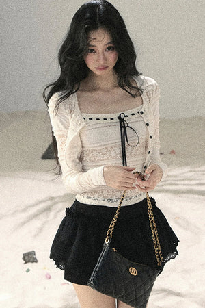 Lace Hollow-Out Summer Two-Piece Set