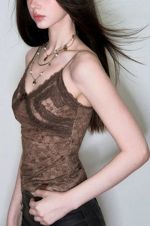 Lace Jacquard Bow Camisole