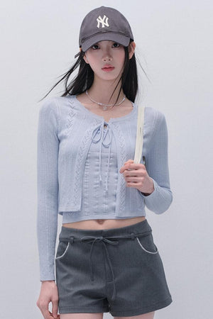 Lace Knitted Cardigan Set-Up