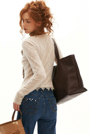Lace Long Sleeve Knit Cardigan Top