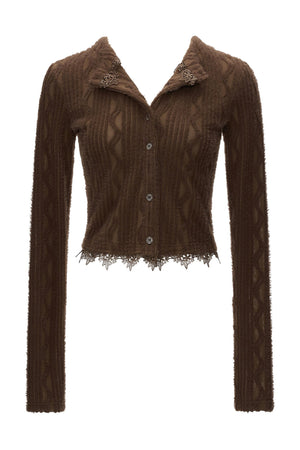 Lace Long Sleeve Knit Cardigan Top