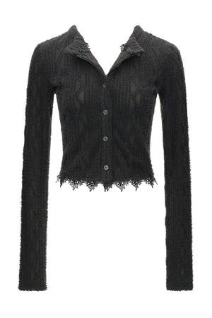 Lace Long Sleeve Knit Cardigan Top