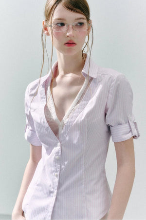 Lace Low Neck Two-Piece Blouse