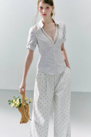 Lace Low Neck Two-Piece Blouse