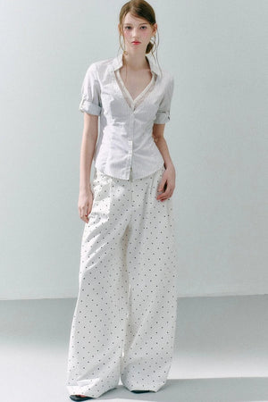 Lace Low Neck Two-Piece Blouse