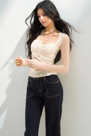 Lace Mesh Patchwork Top