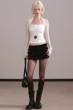 Lace Mesh Waist-Cinching Vest