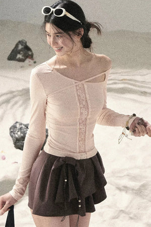 Lace Off-Shoulder Cropped Top