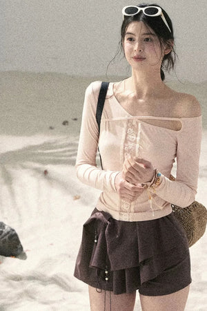 Lace Off-Shoulder Cropped Top